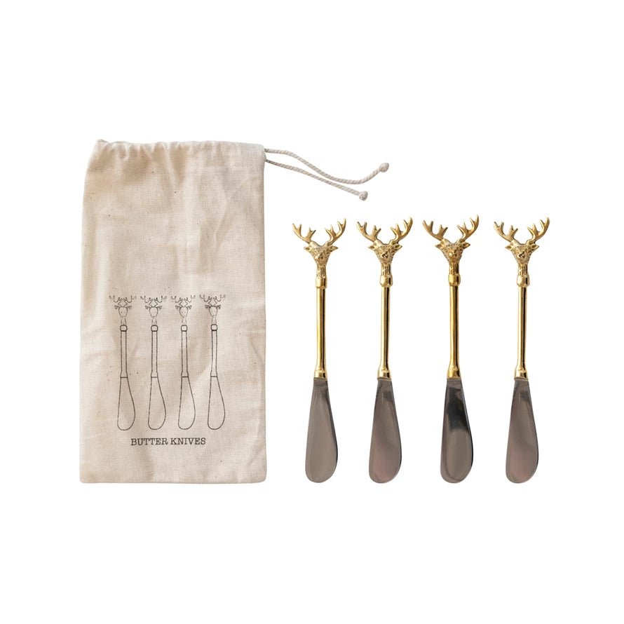 Deer Stainless Steel & Brass Canape Knife - Box Turtle