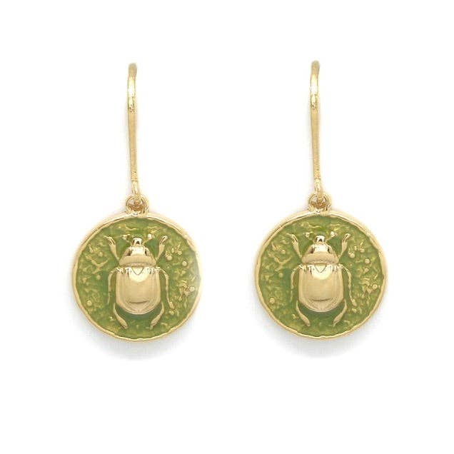 Delicate Green Beetle Bug Earrings - Box Turtle