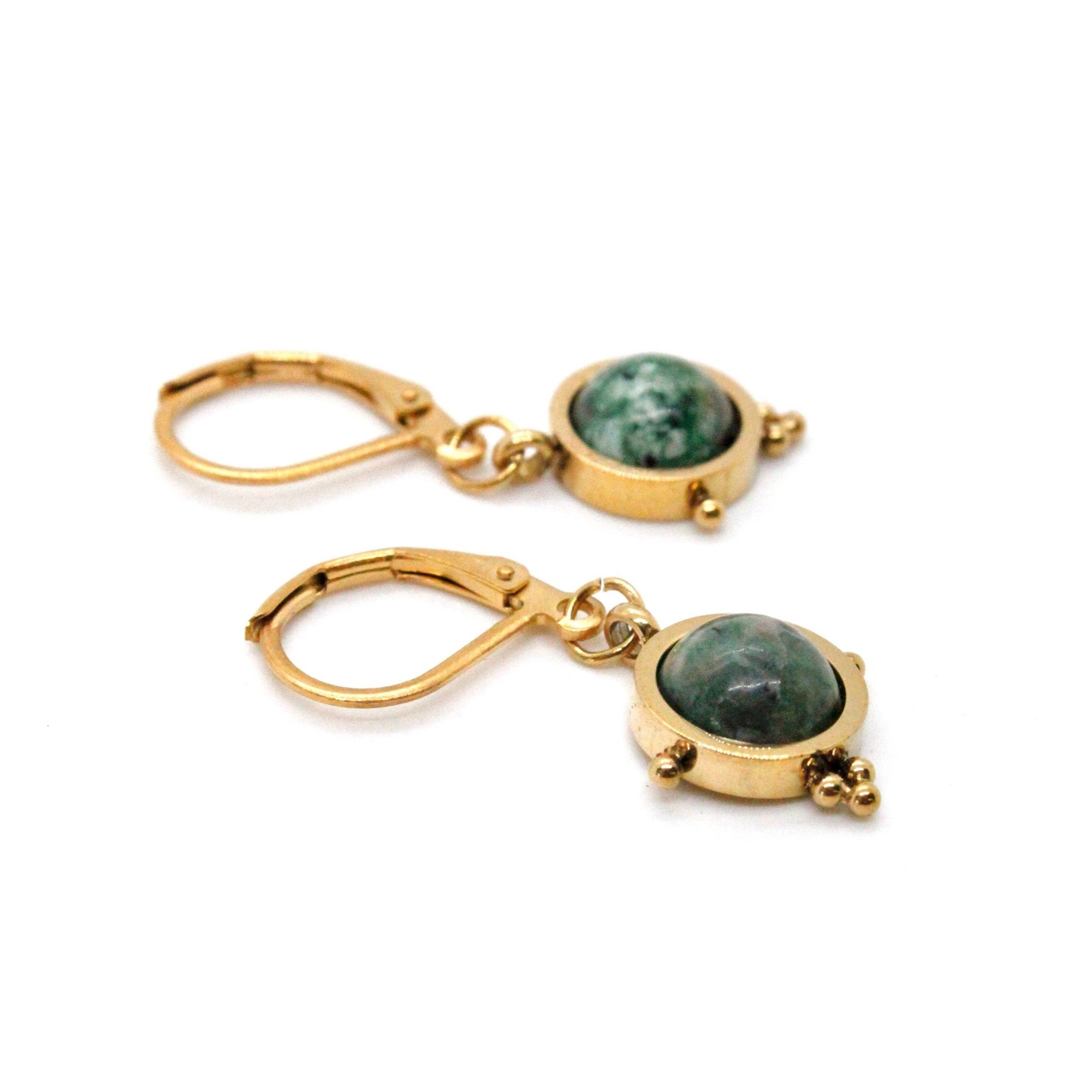 Delicate Small African Turquoise Dangle Earrings - Box Turtle