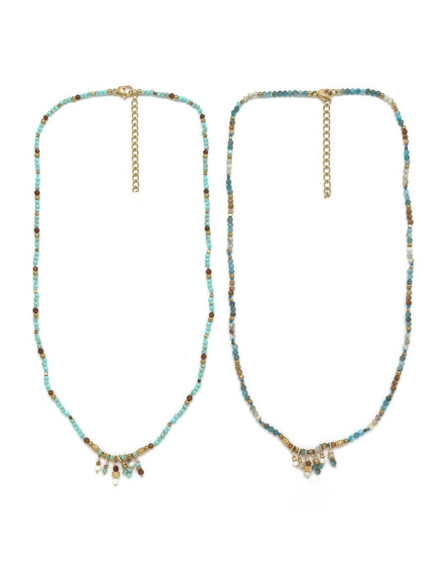 Delicate Stone Charm Necklace - Box Turtle