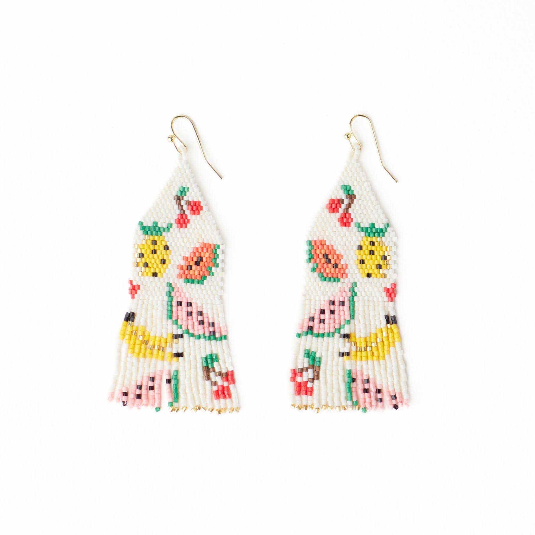 Delilah Fruit Beaded Fringe Earrings - Box Turtle