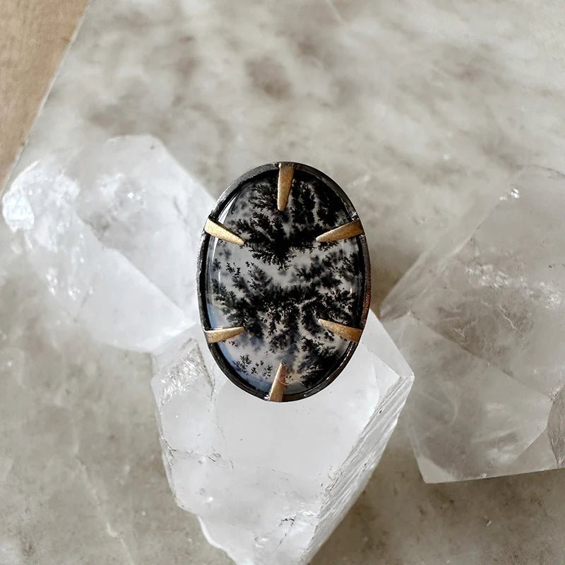 Dendritic Agate Ring - Box Turtle