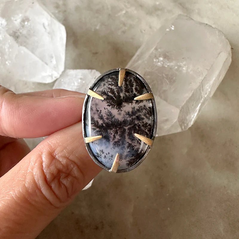 Dendritic Agate Ring - Box Turtle