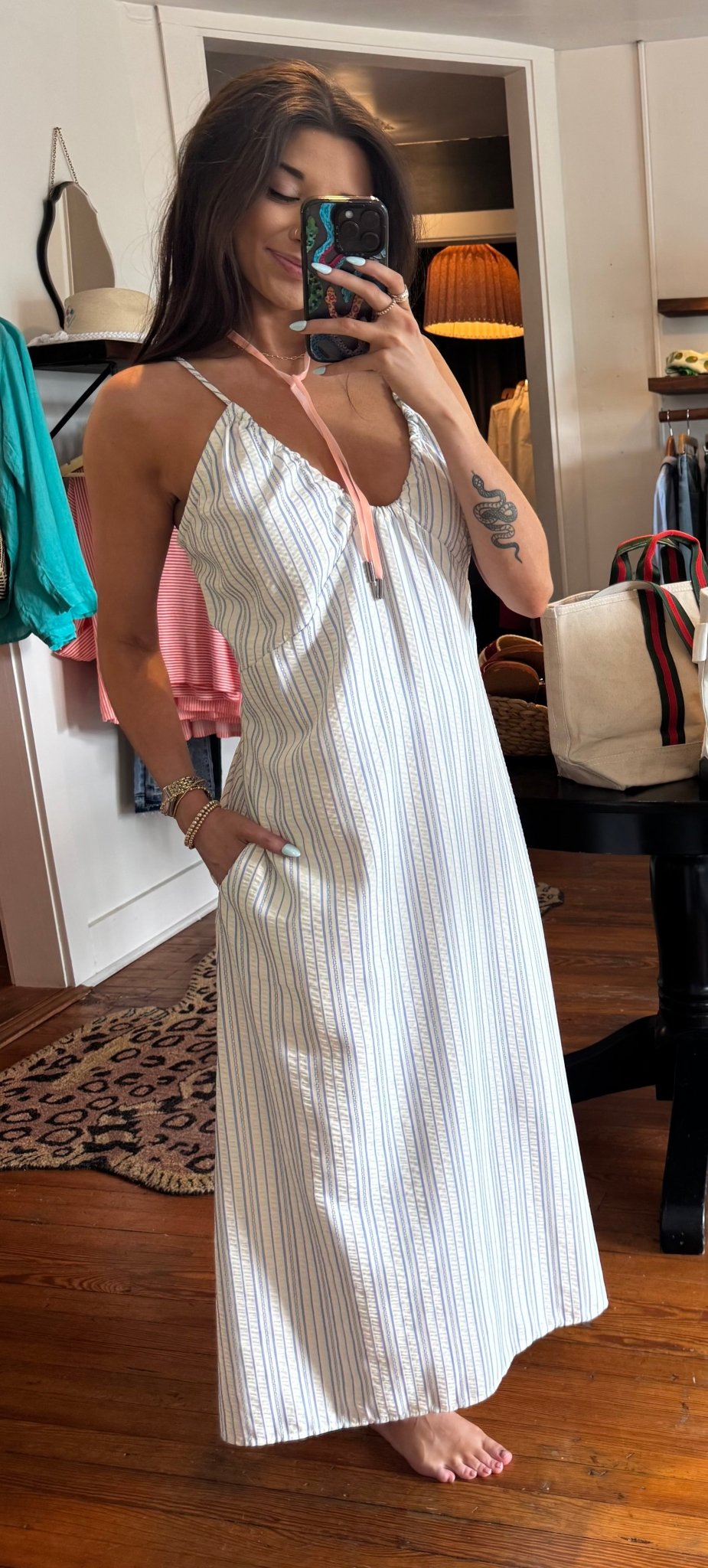Denim Stripe Hana Dress - Box Turtle