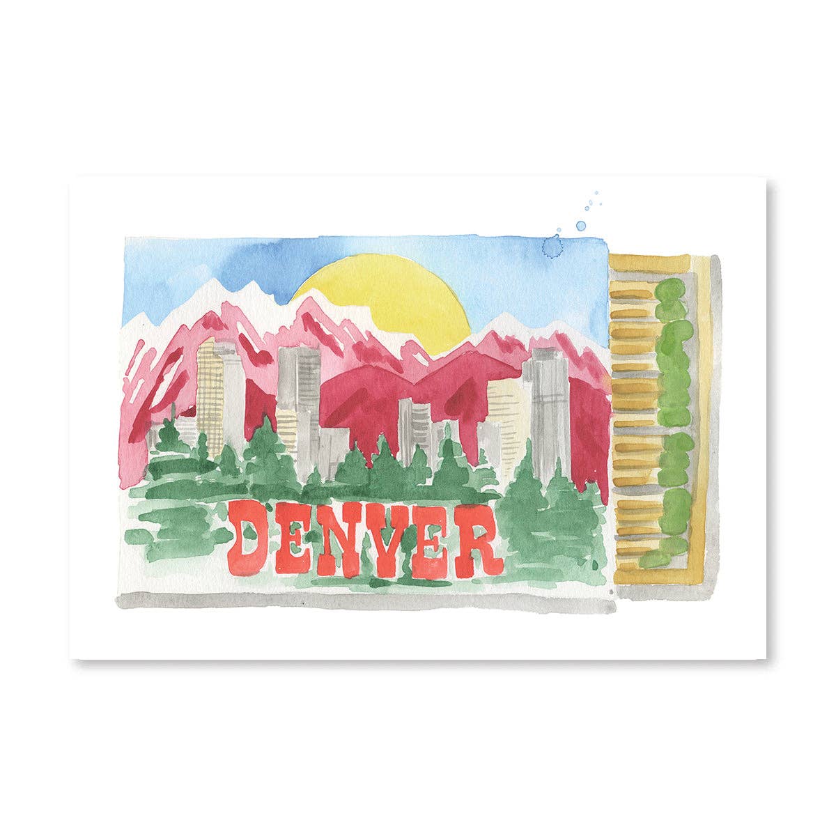 Denver Matchbook Watercolor Print - Box Turtle