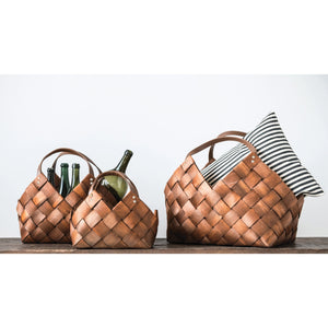 Seagrass Basket with Leather Handles