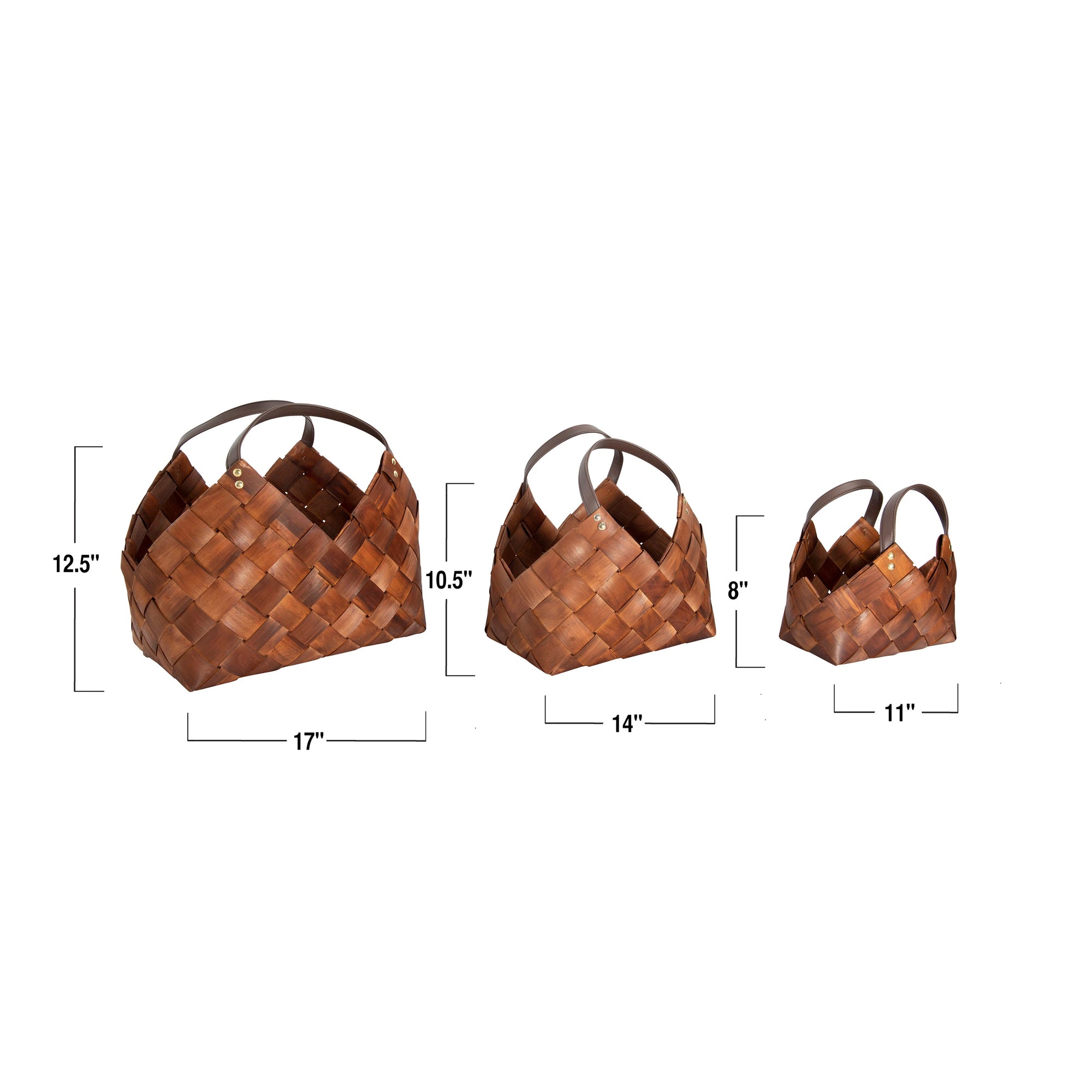 Woven Basket with Leather Handles