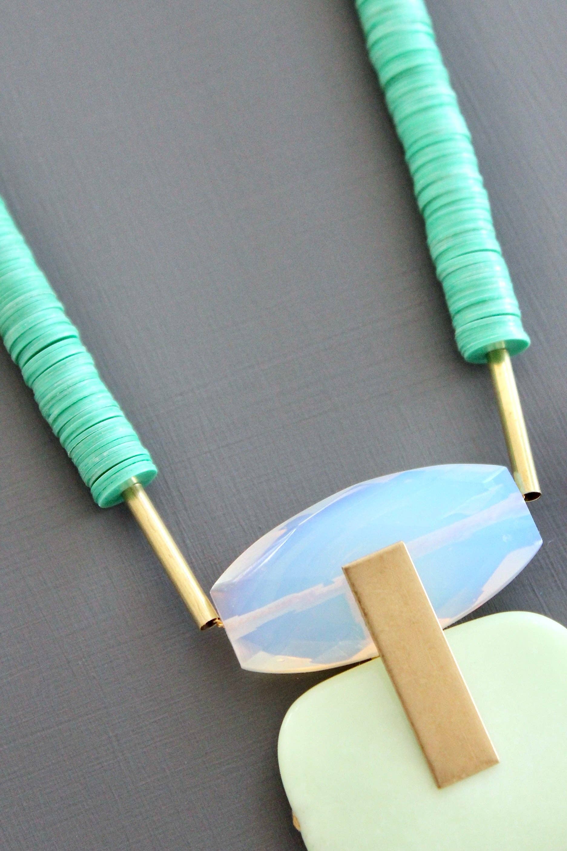 Opal & Mint Pendant Necklace