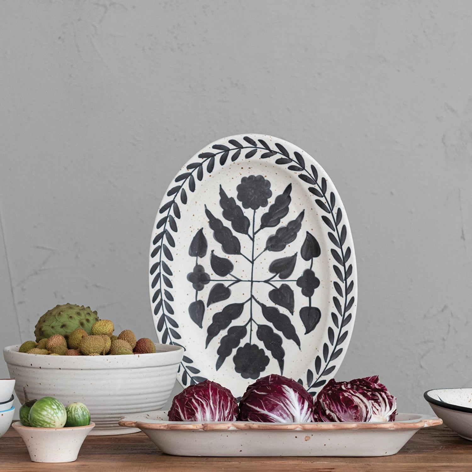 Black and White Stoneware Platter