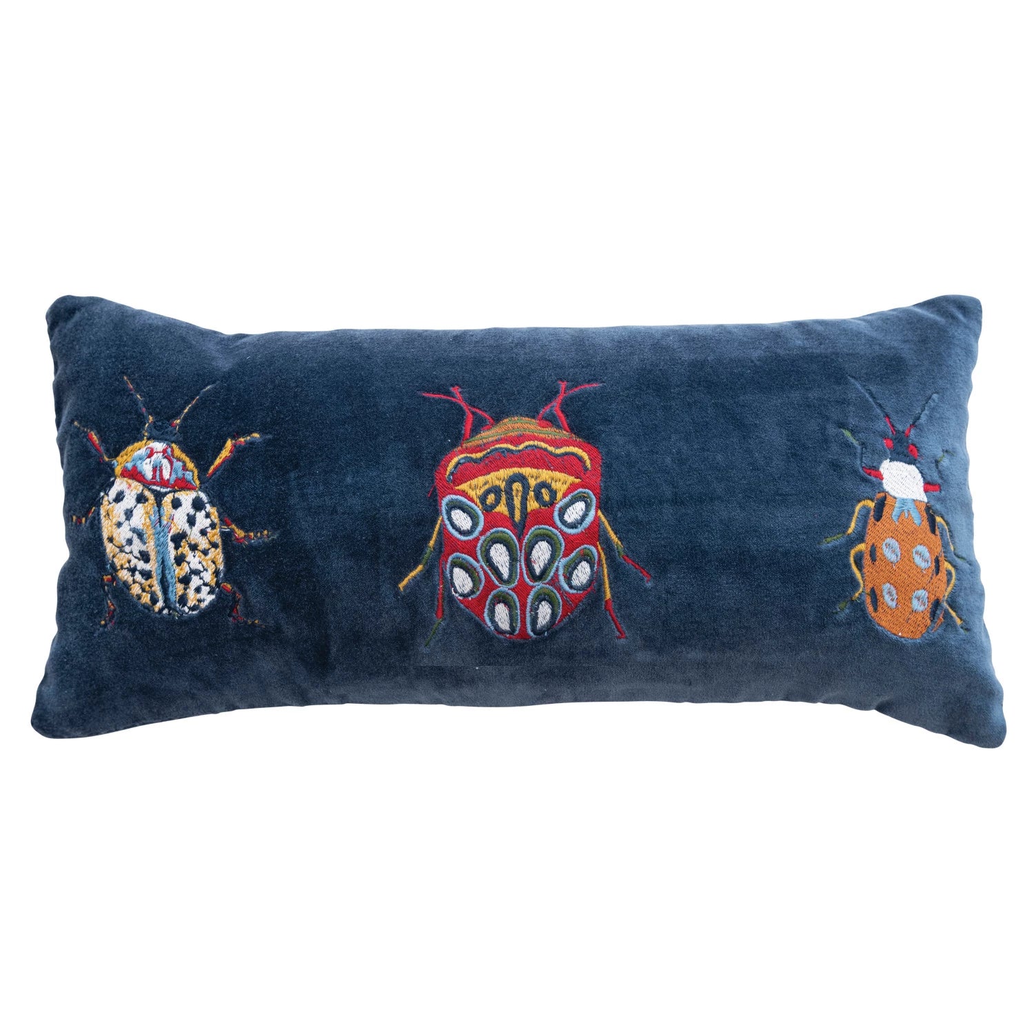 Velvet Embroidered Beetle Pillow
