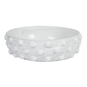 Large White Bowl with Raised Dots