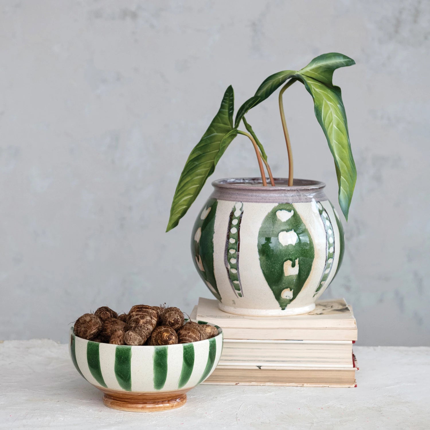Green Striped Bowl