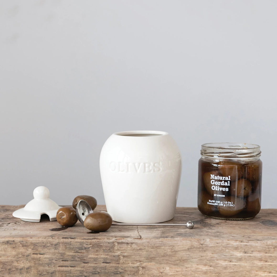 Stoneware Olive Jar