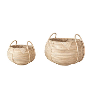 Hand-Woven Rattan Baskets with Handles