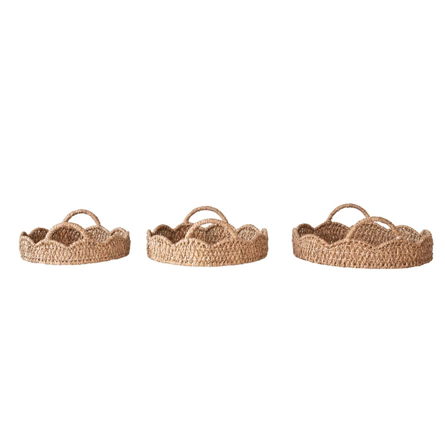 Scalloped Rattan Trays