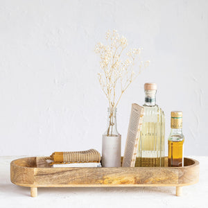 Footed Wood Tray