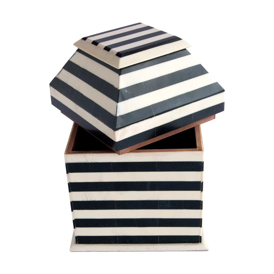 Black and White Striped Decorative Box