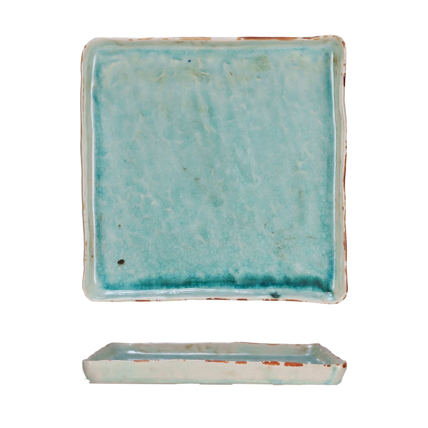 Aqua Glazed Stoneware Tray