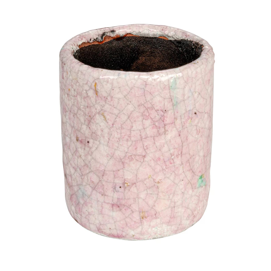 Pink Crackle Glaze Planter