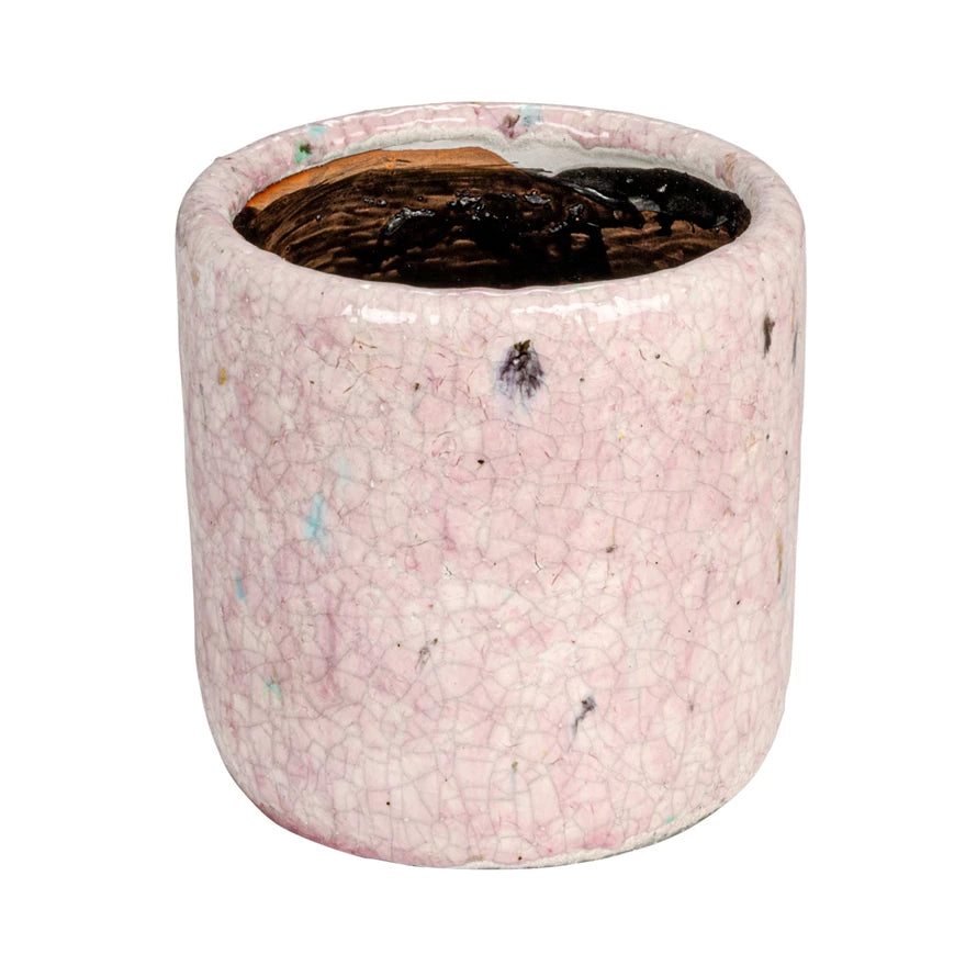 Pink Crackle Glaze Planter