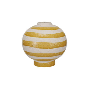 Round Yellow Striped Vase
