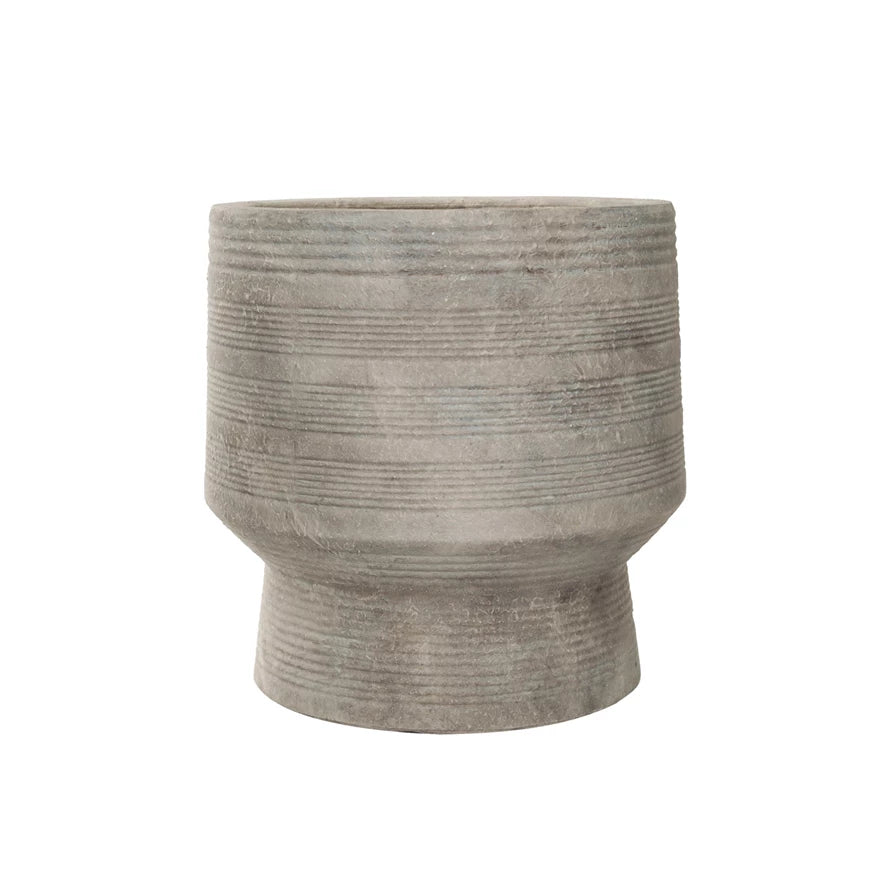 Footed Planters with Debossed Lines