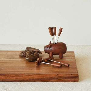 Wood Pig Appetizer Pick Holder