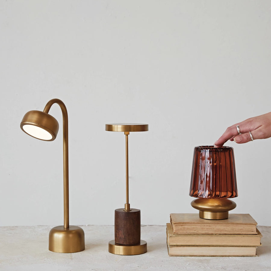 Brass & Wood Table Lamp