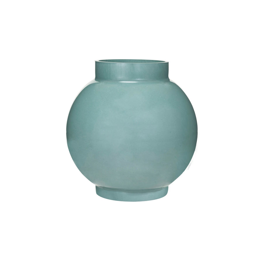 Round Aqua Glass Vase
