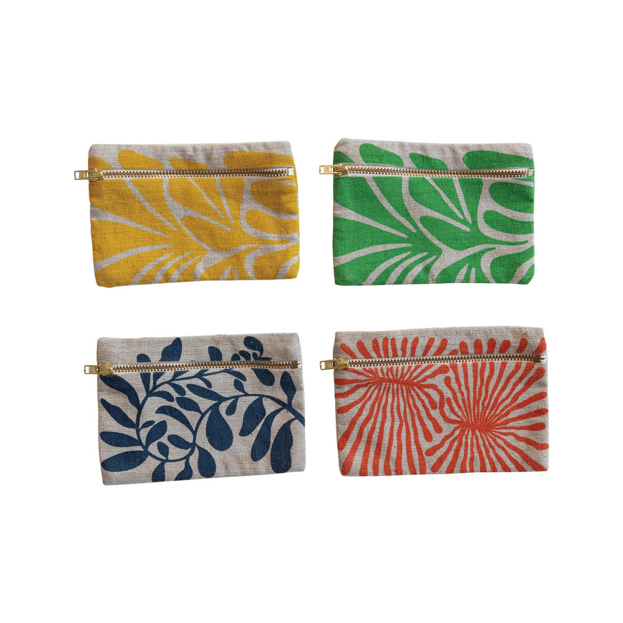 Patterned Cotton Zip Pouch