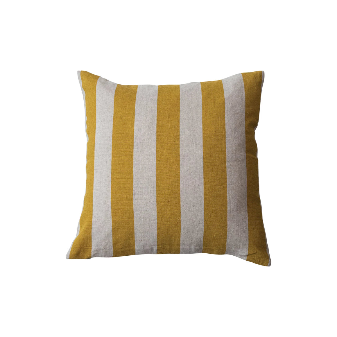 Yellow and White Striped Cotton Pillow