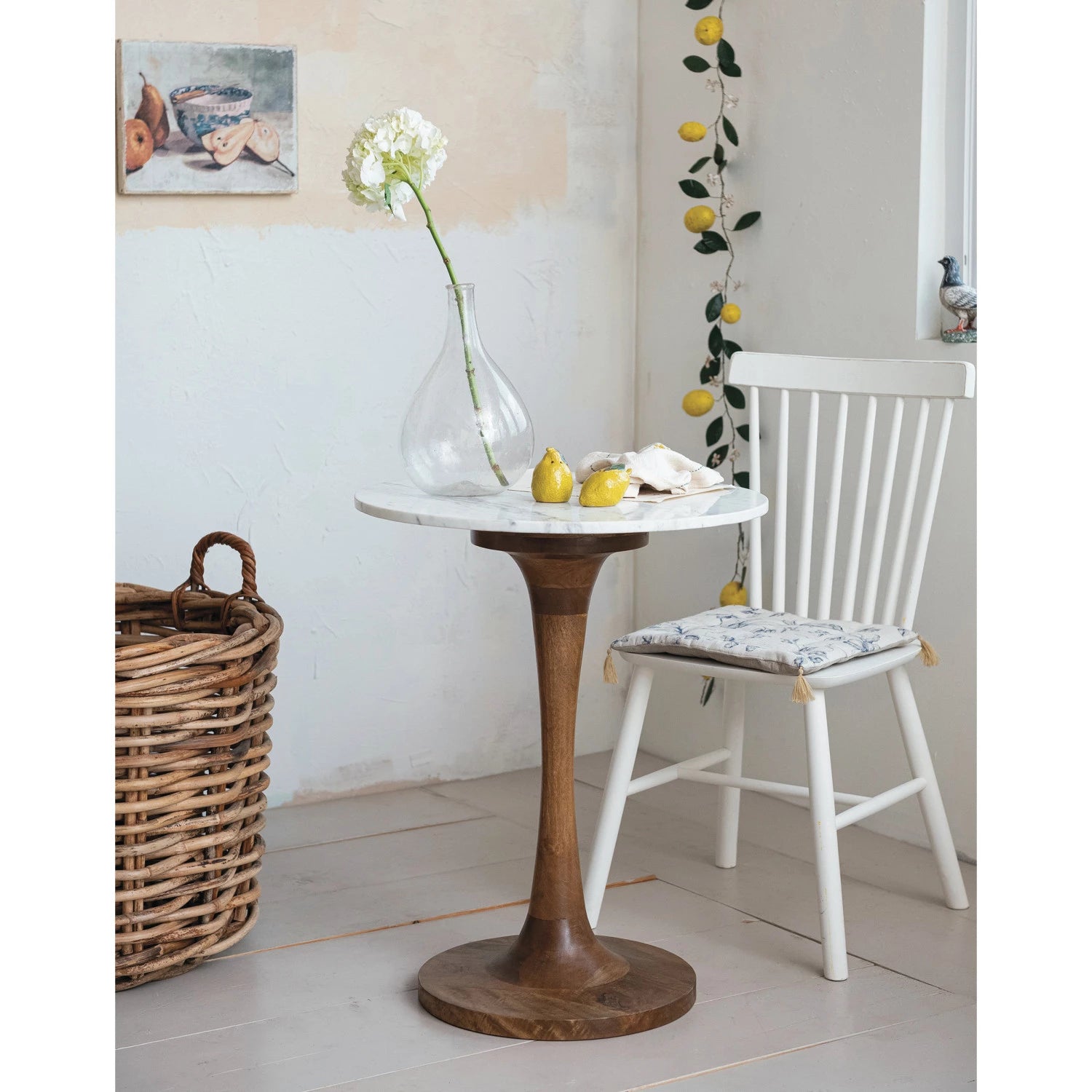 Marble & Wood Tulip Table