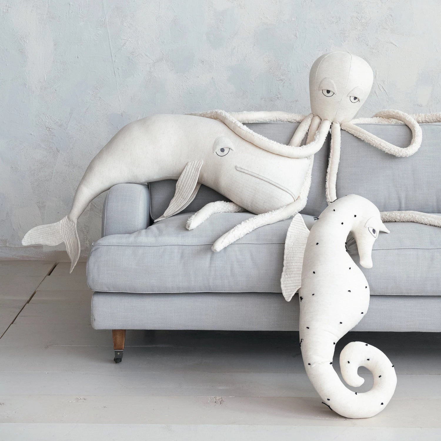 Linen Seahorse Pillow