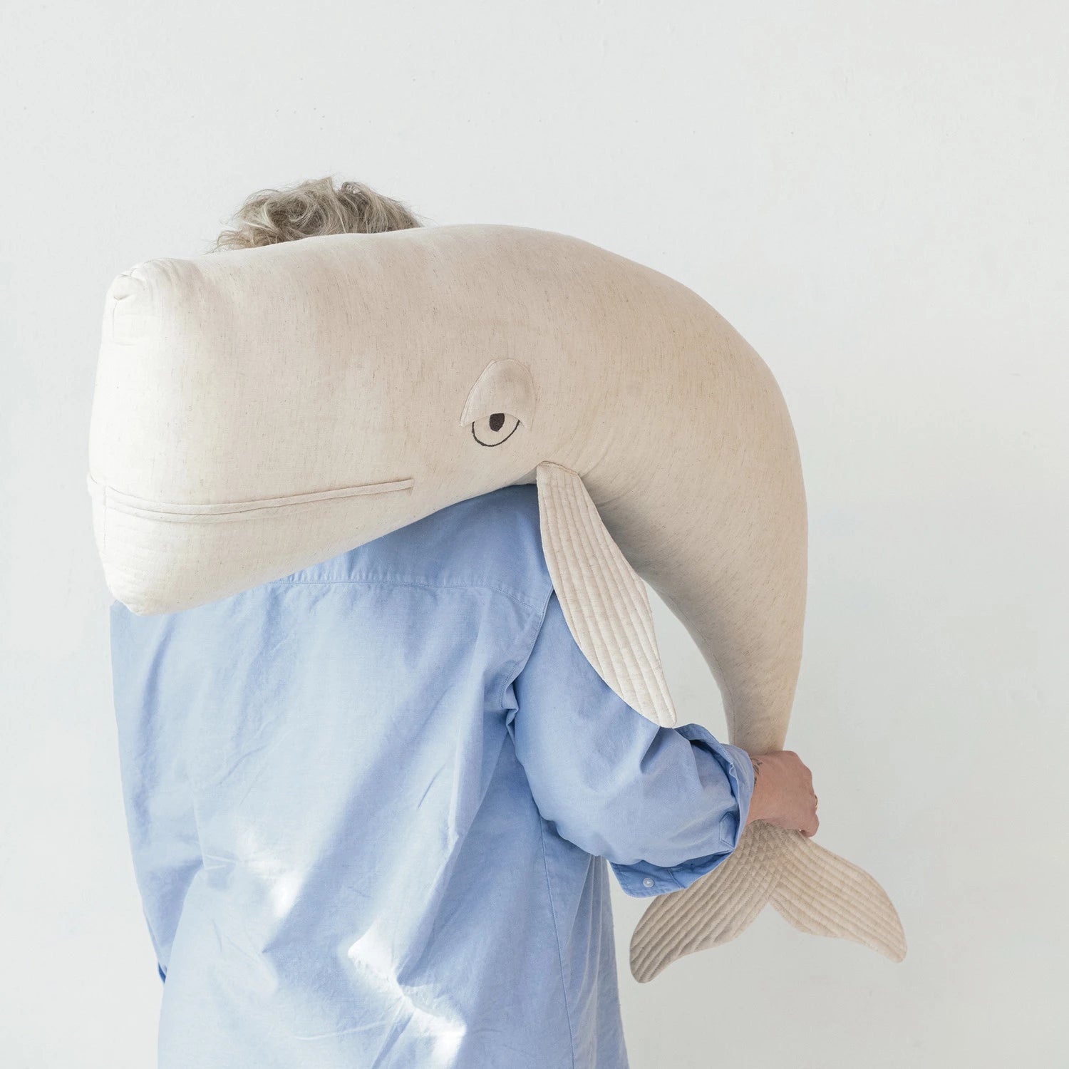 Linen Whale Pillow
