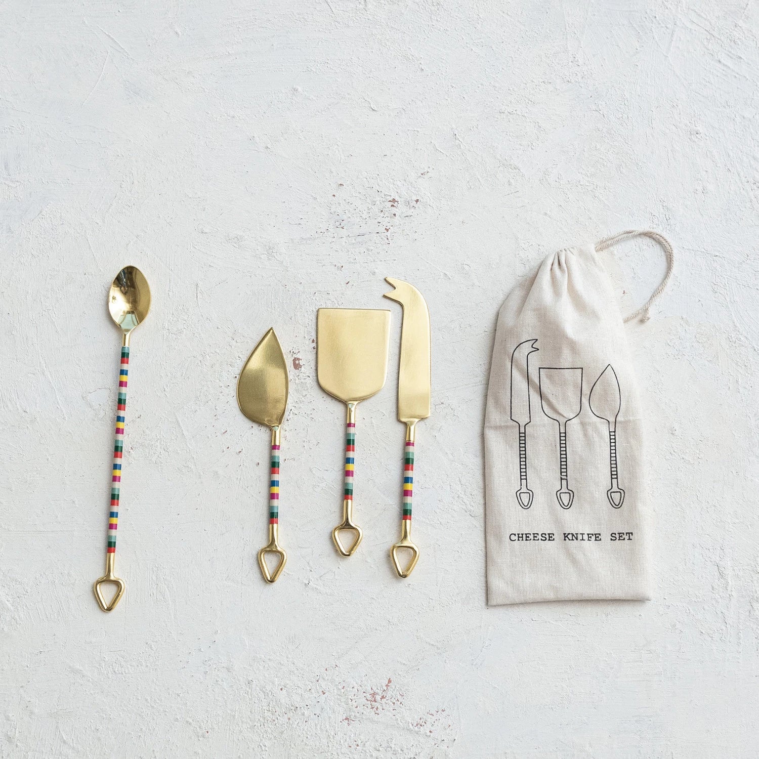 Striped Handle Cheese Knives