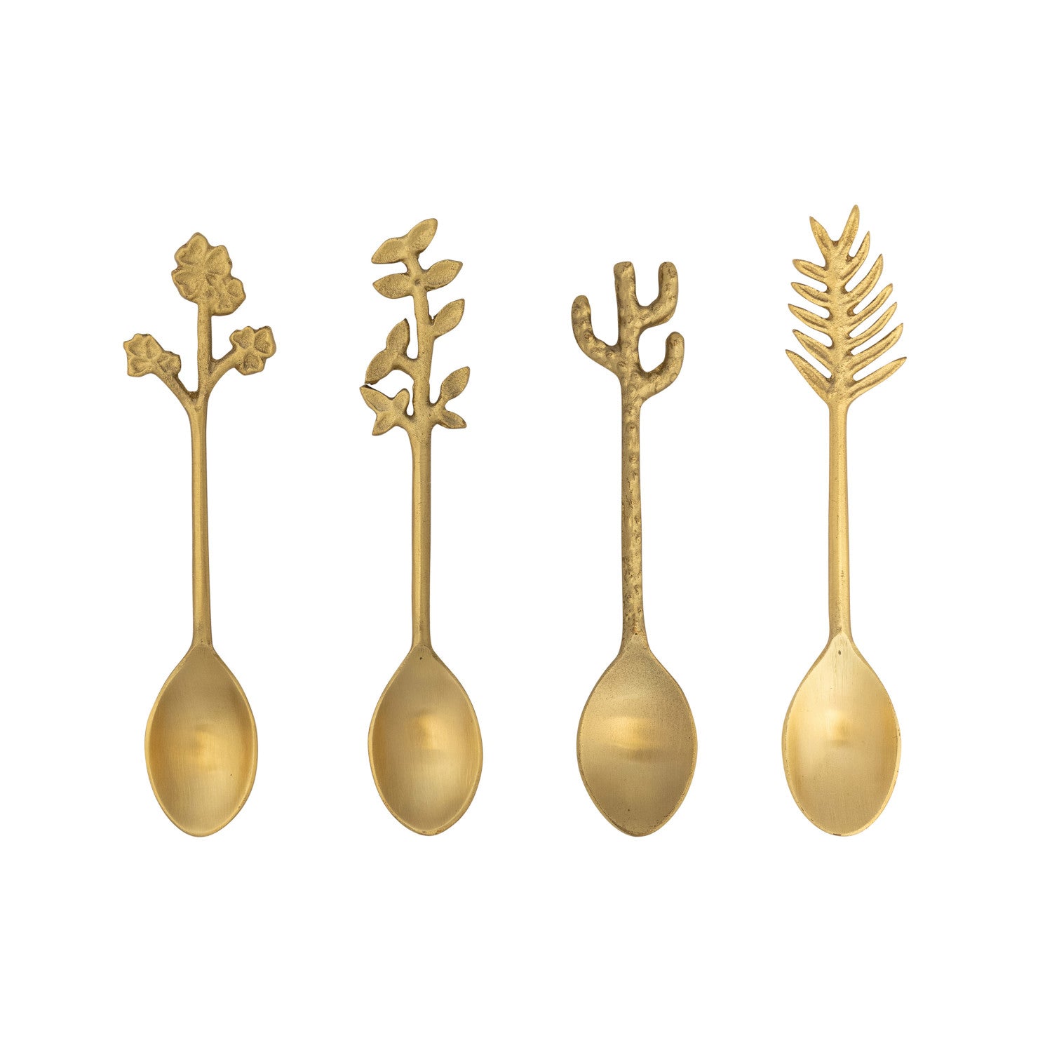 Brass Spoon with Botanical Shaped Handle, 4 Styles