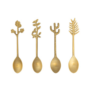 Brass Spoon with Botanical Shaped Handle, 4 Styles