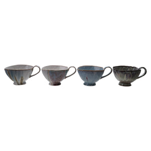 14 oz. Stoneware Footed Mug, 4 Colors (Each One Will Vary)