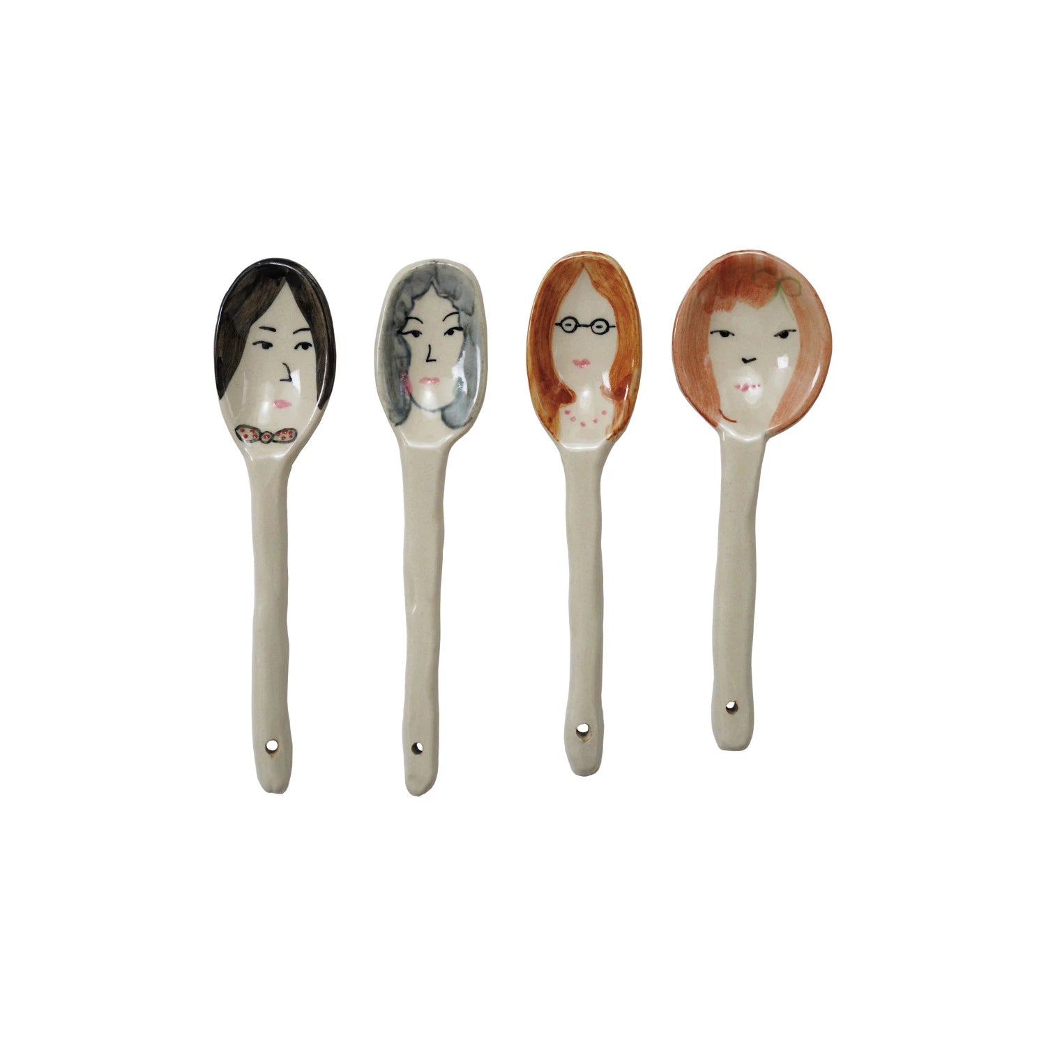 Stoneware Hand Painted Faces Spoons