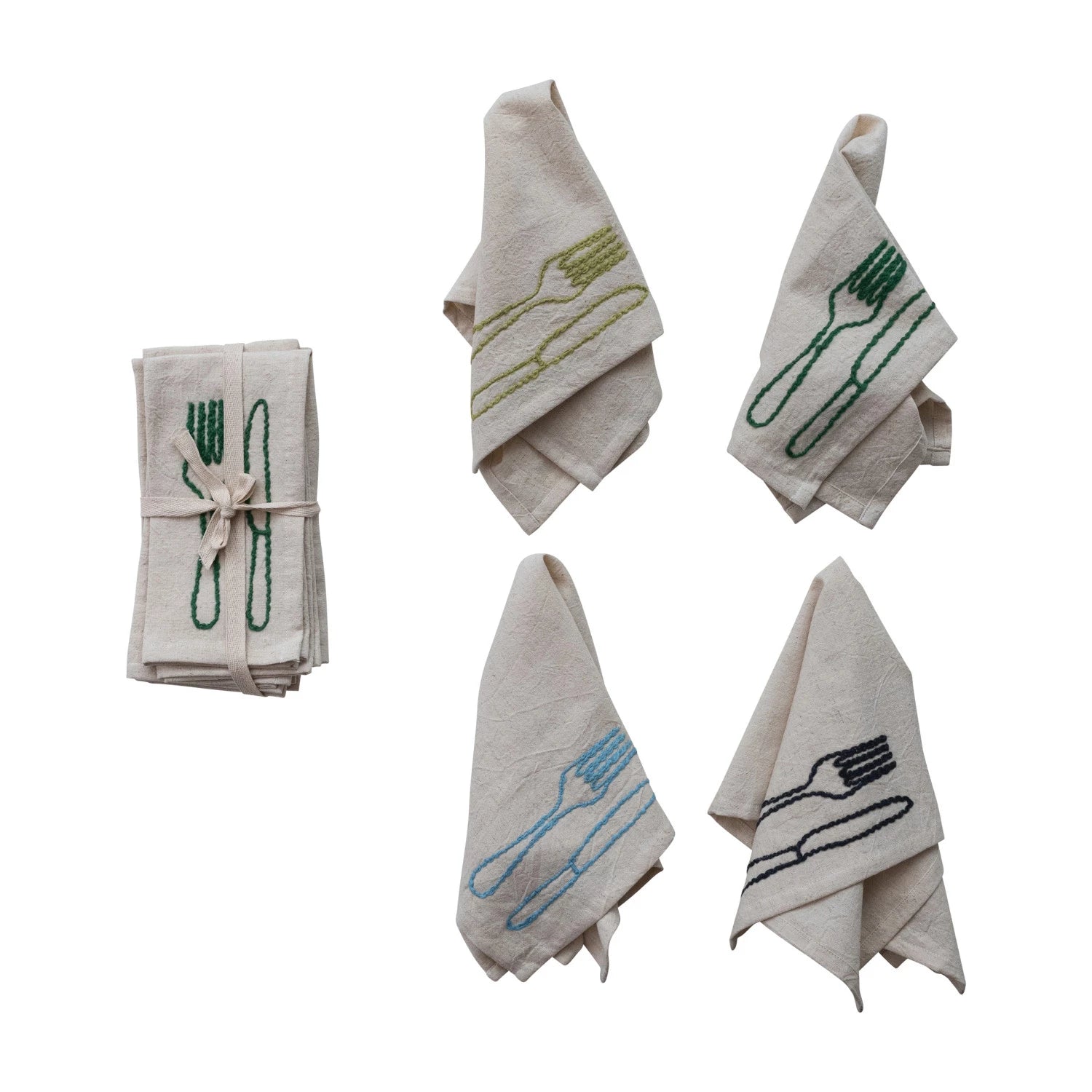 Embroidered Knife & Fork Napkins
