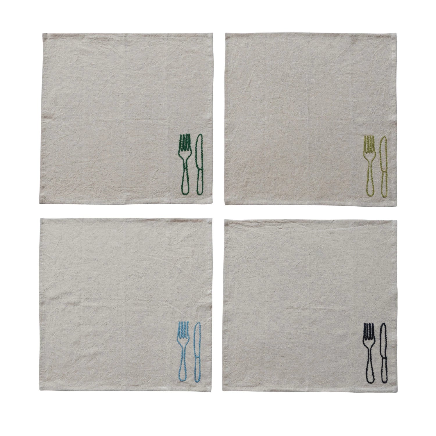 Embroidered Knife & Fork Napkins