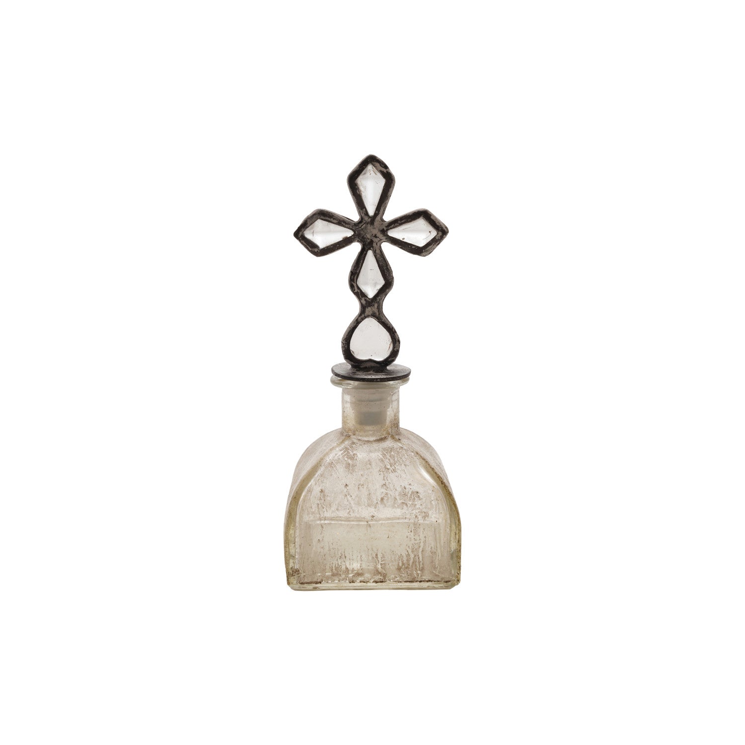Decorative Glass Bottle with Zinc Alloy Stopper, Distressed Finish
