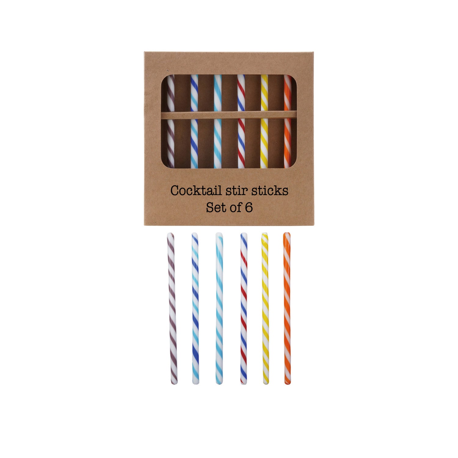 Multi-Colored Striped Glass Cocktail Stir Sticks