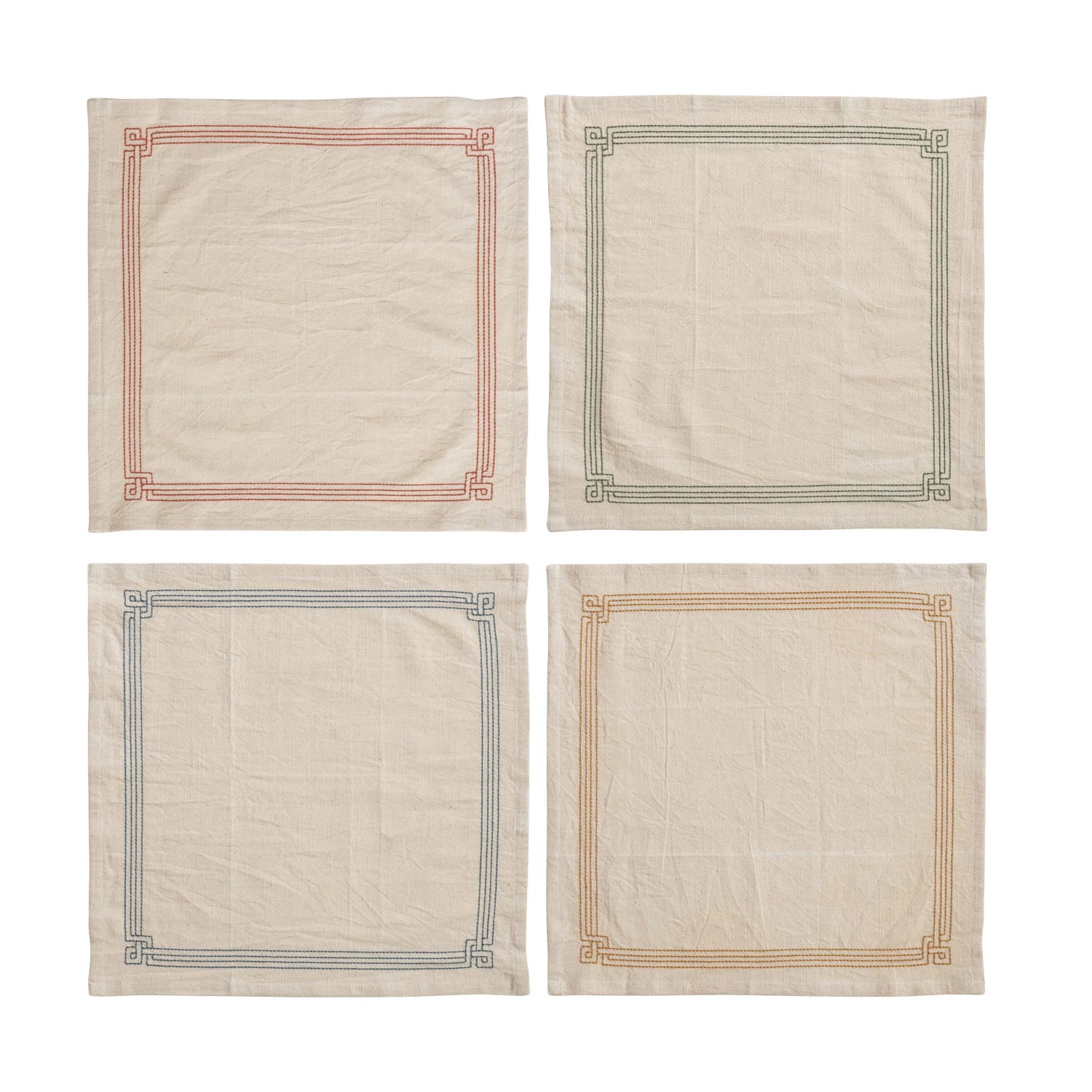 Multi-Color Cotton Napkins with Embroidery