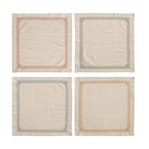 Multi-Color Cotton Napkins with Embroidery