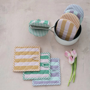 Woven Cotton Striped Oven Mitt