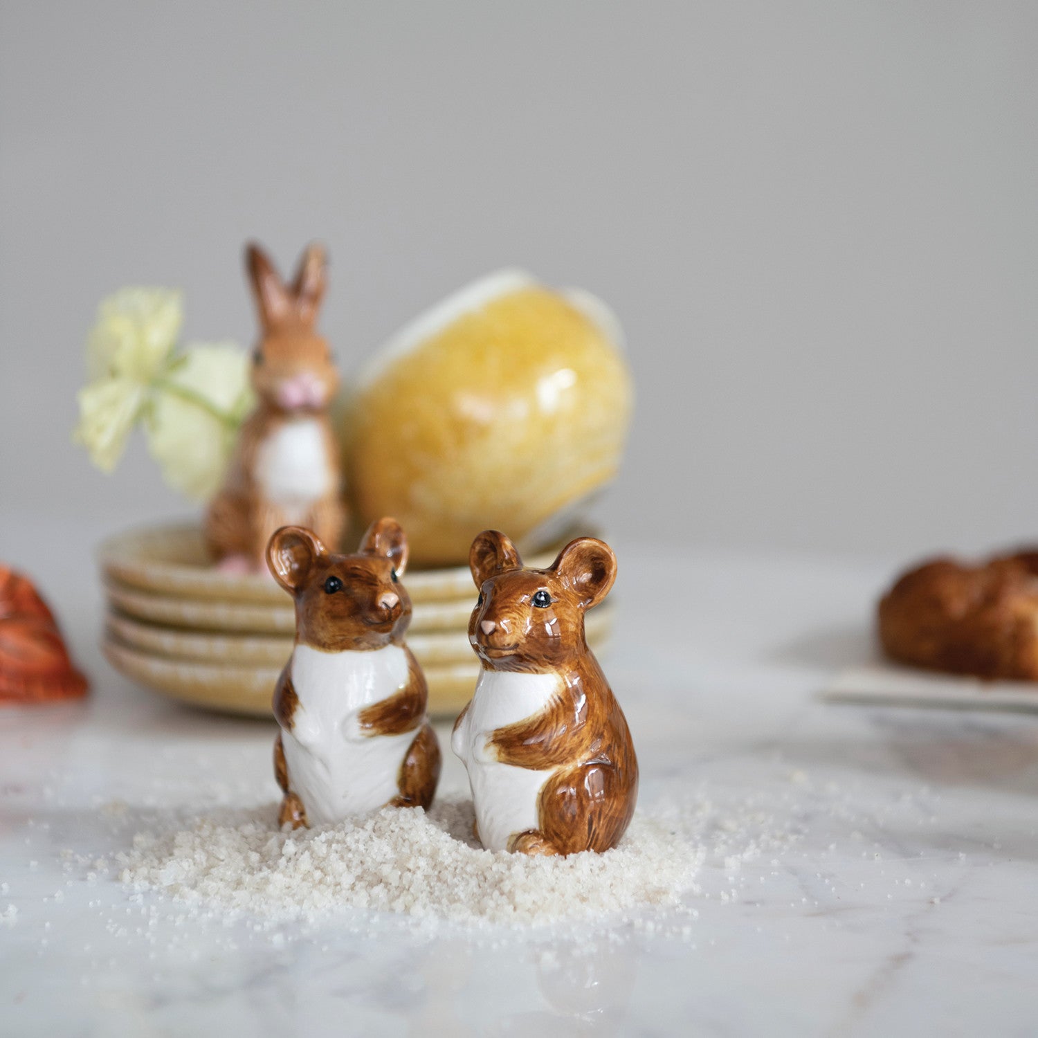 Hand-Painted Stoneware Mouse Salt &amp; Pepper Shakers