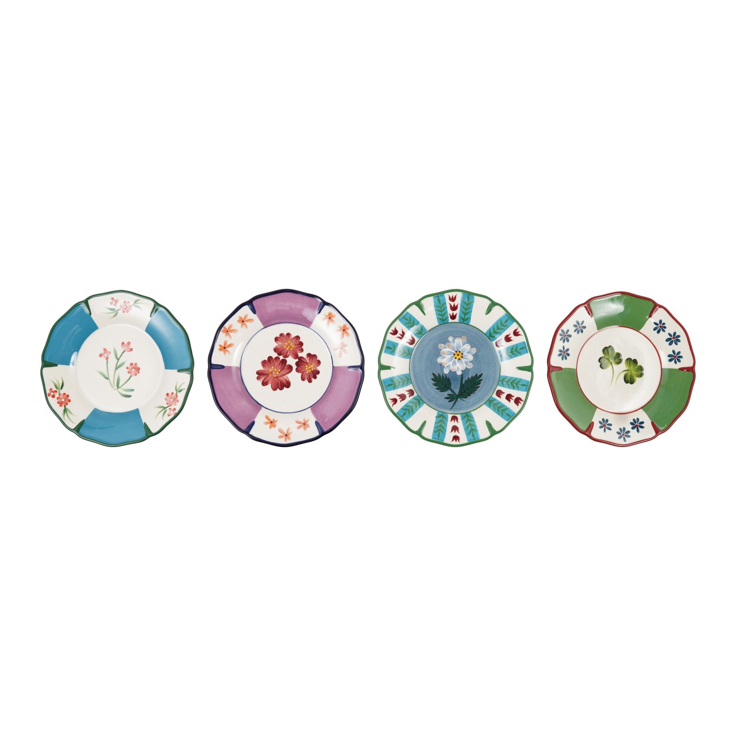 Hand-Painted Scalloped Plate with Botanicals