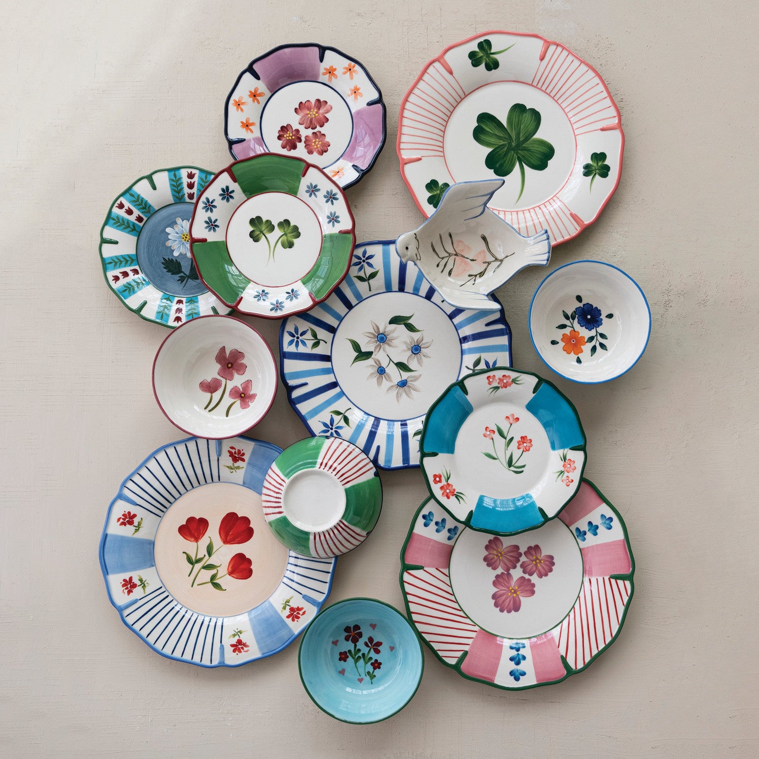 Hand-Painted Scalloped Plate with Botanicals