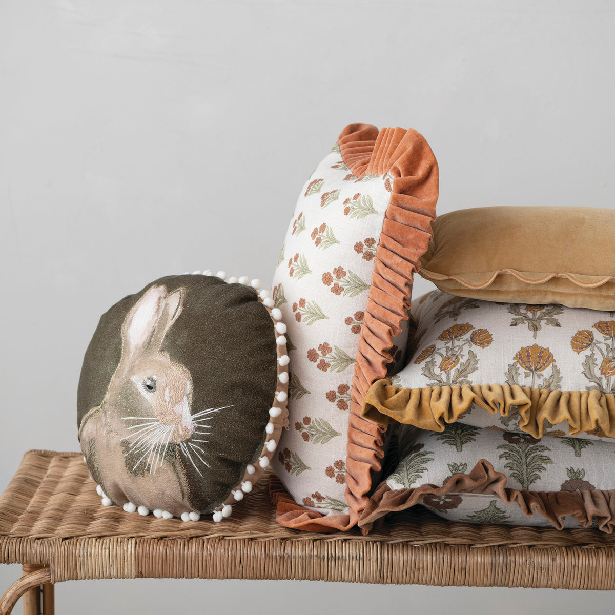 Rabbit Woven Cotton Printed Pillow